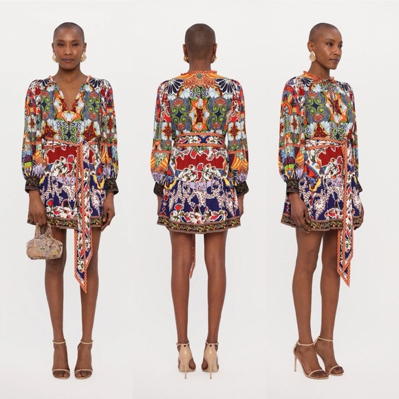 Alice + Olivia Sadie Printed Mini Shirt Dress Multicolor Size 10 NWOT - Picture 3 of 12